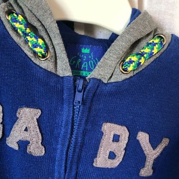 Gilet doublé à capuche bleu et gris 12 mois Tape à l’œil