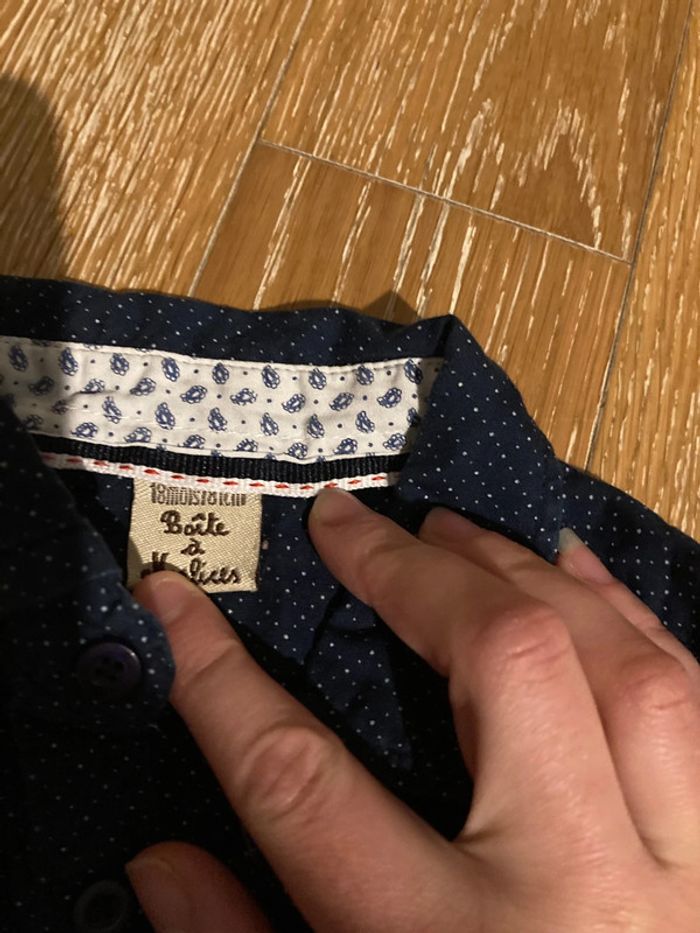 Chemise bleu marine à pois blanc - photo numéro 3