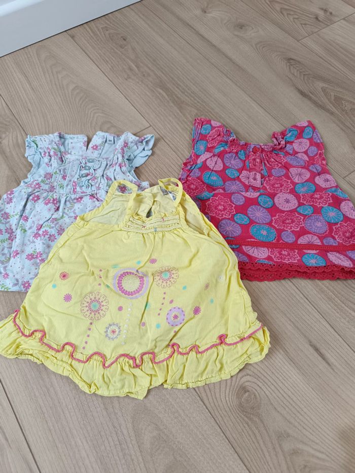 Lot 3 tuniques fille 6 mois motif été