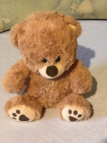 Petit Ourson Ours Brun Traces Pattes Marrons Sous Pieds Animal Faune Peluche Petits Enfants Bébés