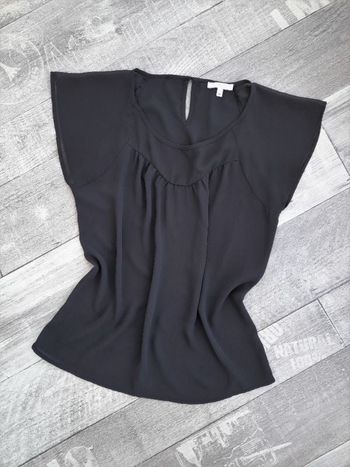 Top / Blouse en voile semi transparent noir - Lady Blush