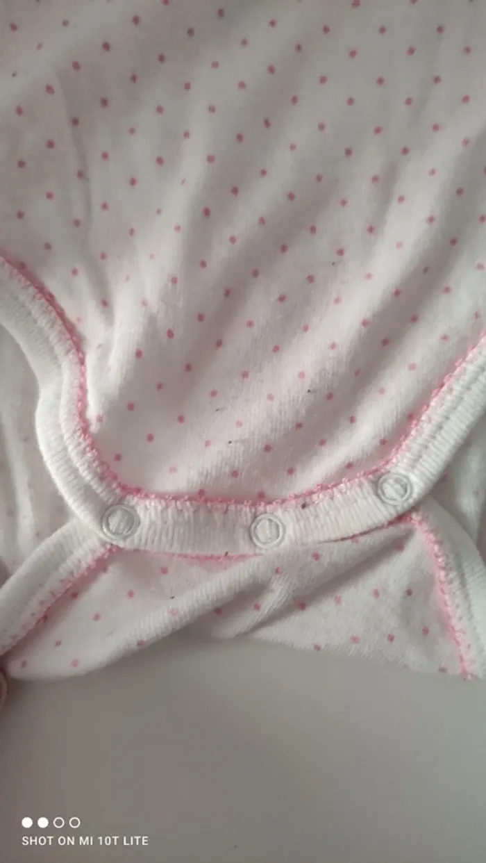 Body blanc pois rose motif fleur absorba - photo numéro 4