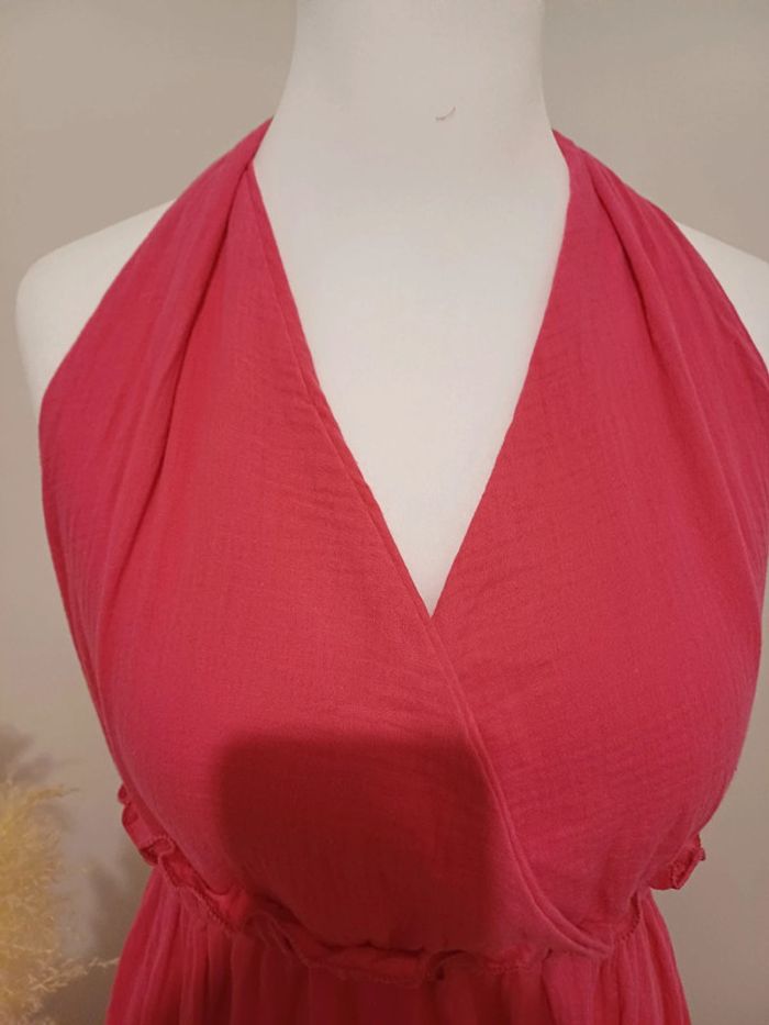 Robe rose longue en gaze de coton neuve Estee Brown taille M/L 38/40 - photo numéro 2