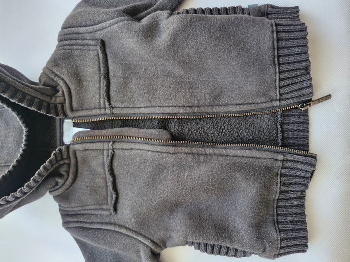 Manteau zippé à capuche garçon 12 mois 74 cm Obaïbi Gris - photo numéro 2
