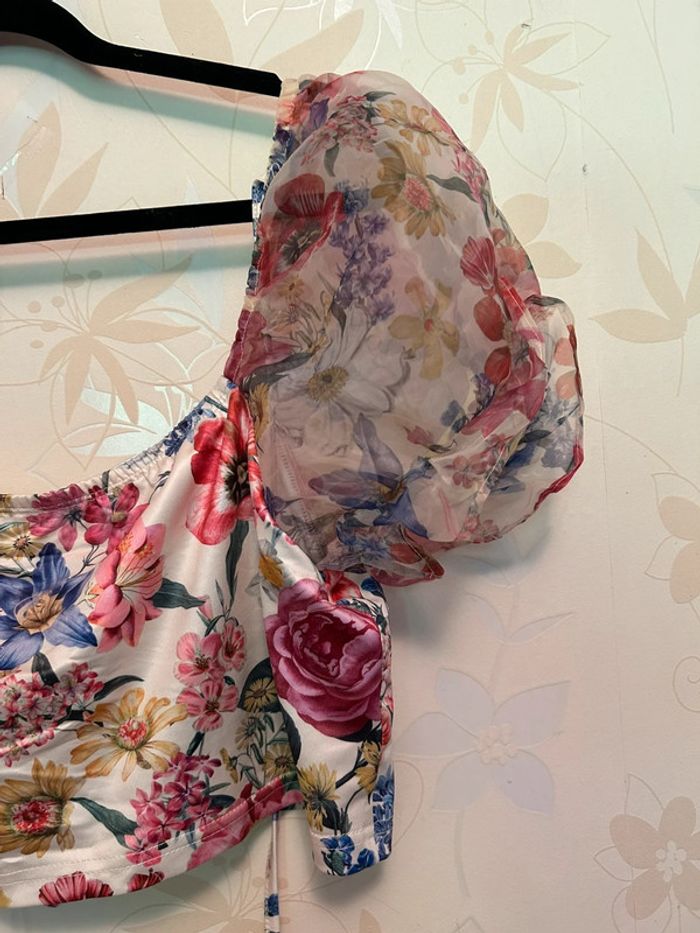 Crop top fleuris manches bouffantes • XXL - photo numéro 7