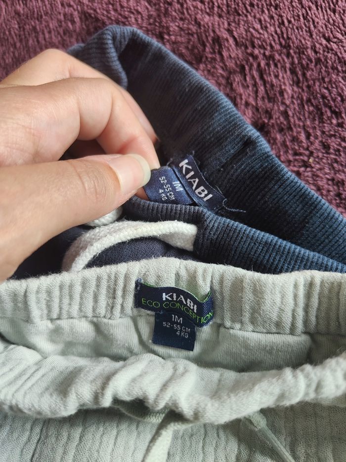 Lot 2 pantalons bébé garçon vert amande et bleu marine 1 Mois Kiabi - photo numéro 4