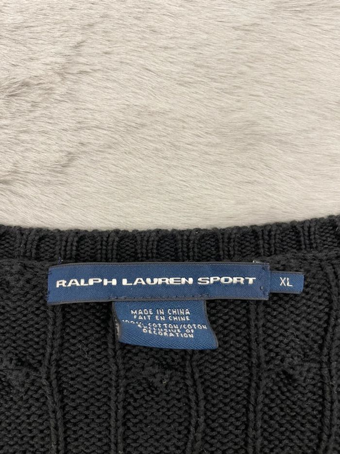 Pull torsadé Ralph Lauren noir col V - Taille XL - photo numéro 4