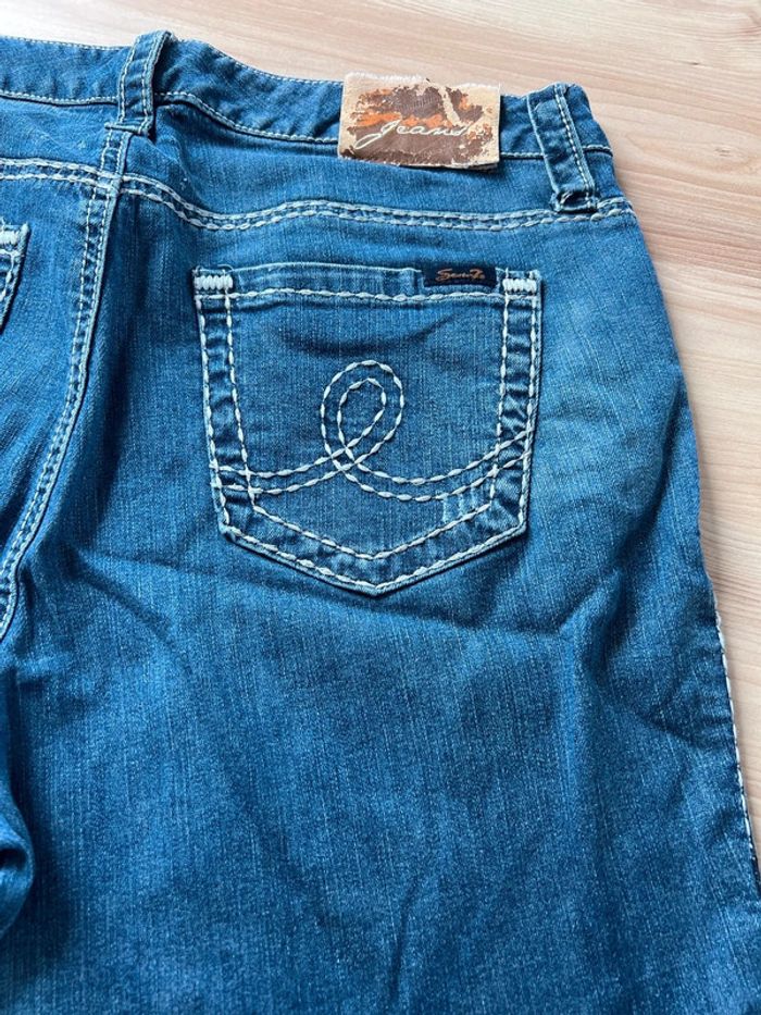 Short en jean vintage femme L/XL – bleu foncé brodé - photo numéro 6