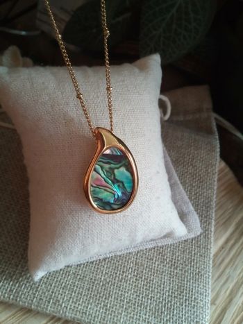 Collier Pendentif goutte d'ormeaux réversible