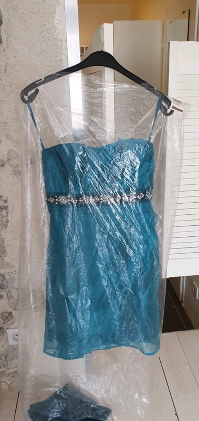 Robe cocktail bleu canard - photo numéro 5