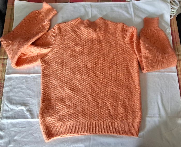 💖 Pull Saumon/Corail Doux à Torsades et Pompons – Pimkie (Taille XS) 💖 - photo numéro 2