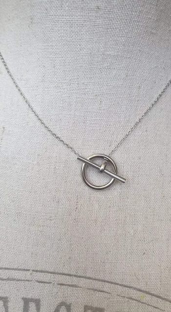 Collier réglable acier inoxydable argent cercle tige traversante