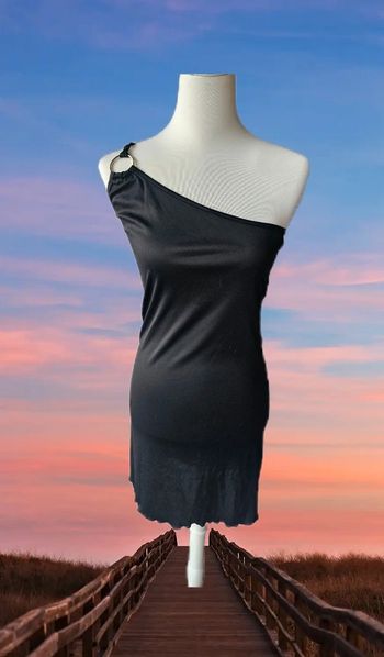 Robe noir unimanche avec sa boucle, Sans marque, taille 40