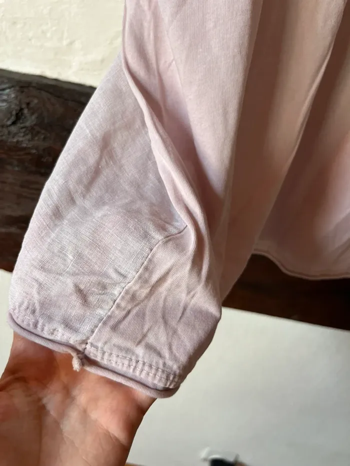 T-shirt bi-matière rose poudré – Made in Italy – Taille L - photo numéro 4