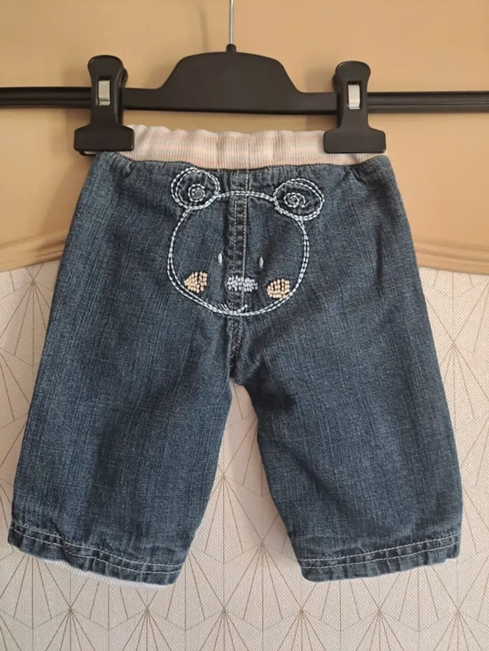 Pantalon jean bébé 1 mois doublé petit kimbaloo comme neuf - photo numéro 9