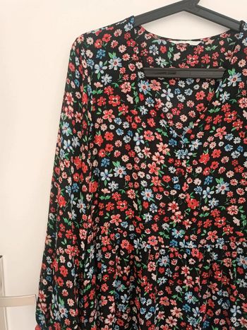 Robe chemise noire légère fleurie Taille L Only Neuf