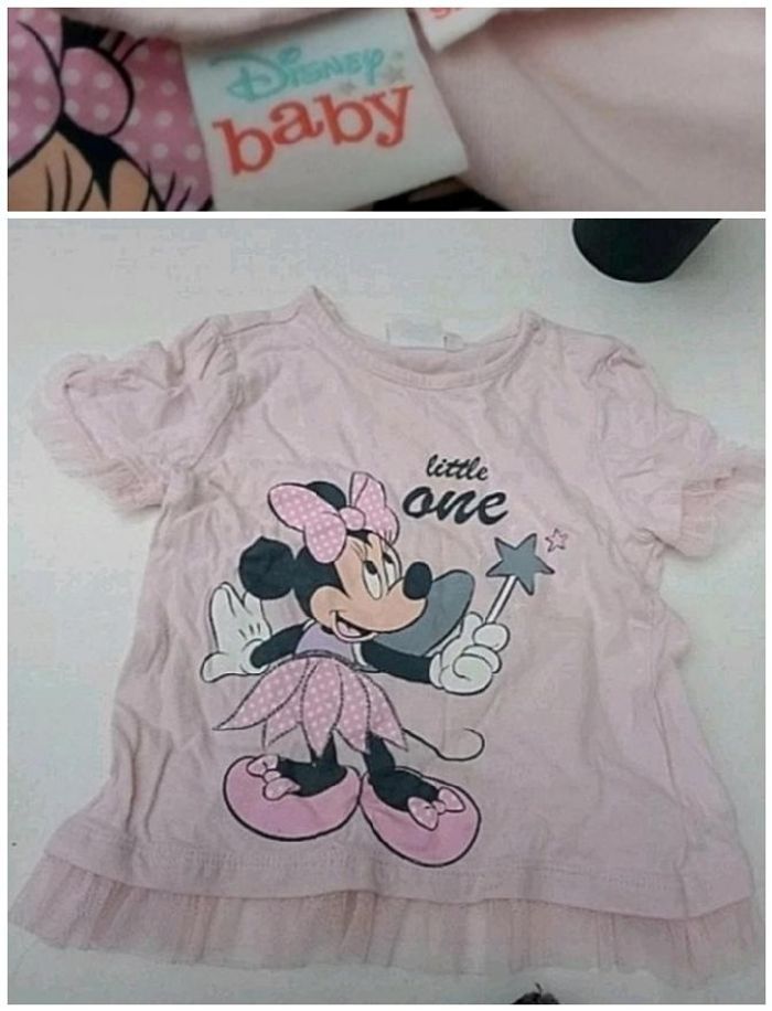 2 ans Disney Tee-shirt rose pale minnie a volant print été /Excellent état - photo numéro 5