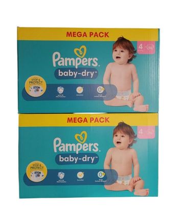 Lot de 2 cartons  de couches Pampers Baby-dry Taille 4