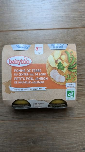 Babybio 8 mois pomme de terre, petits pois, jambon