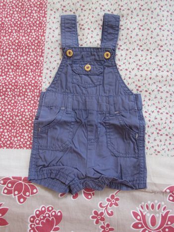 Salopette short en toile bleue 1 mois