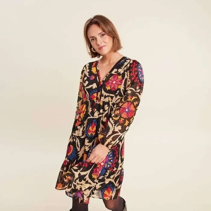 Robe évasée manches longues noir femme - taille 46 - Bréal - photo numéro 3