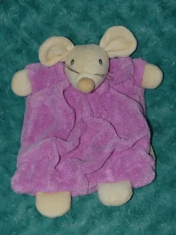 Doudou plat souris rose kaloo plume 🐭tbe
