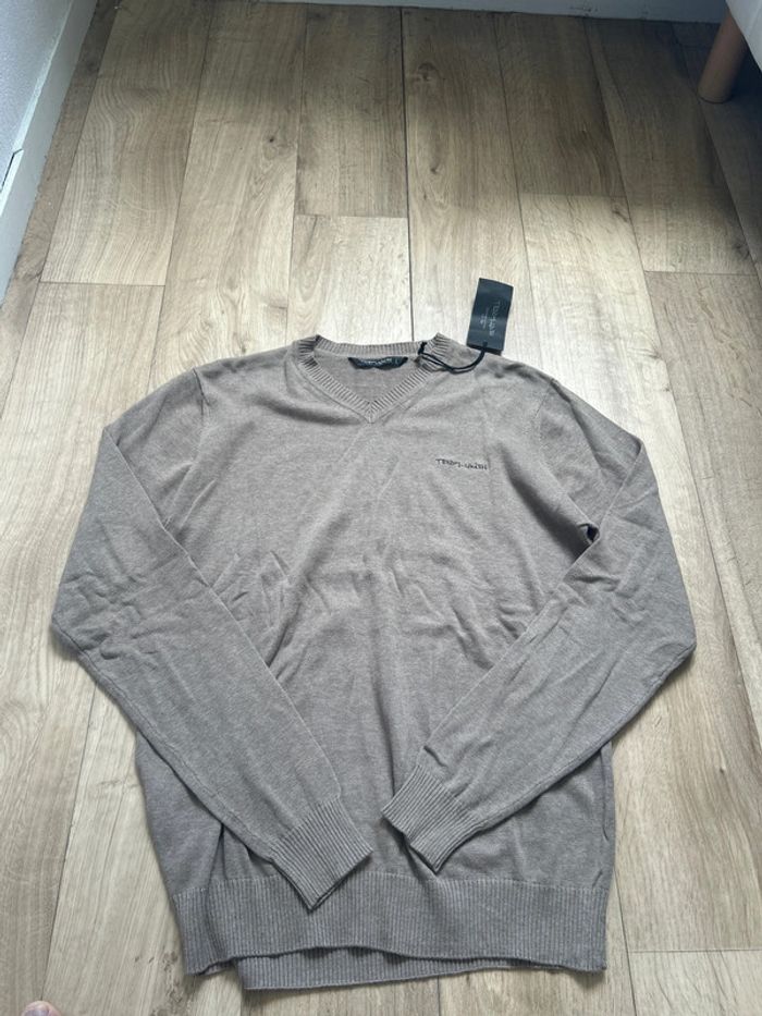 Pull marron clair col V Teddy Smith L