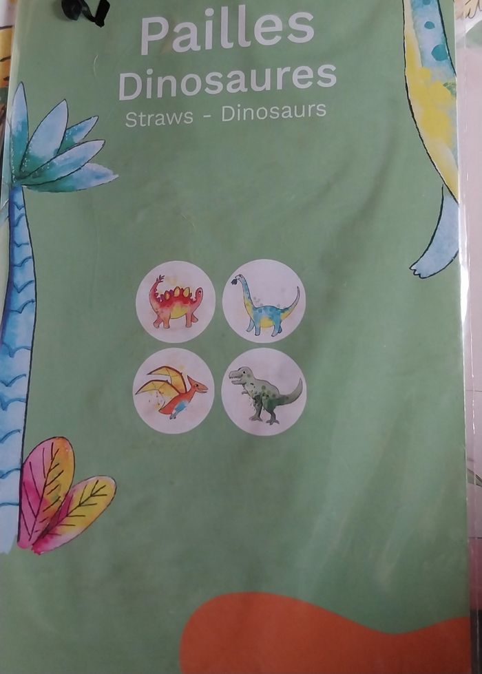 Lots anniversaires dinosaures 8 enfants assiettes ,serviettes gobelet  ,pailles - photo numéro 4