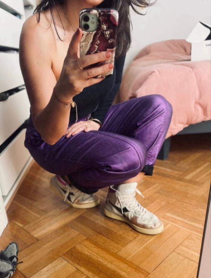 Pantalon métallisé violet T38 - photo numéro 2
