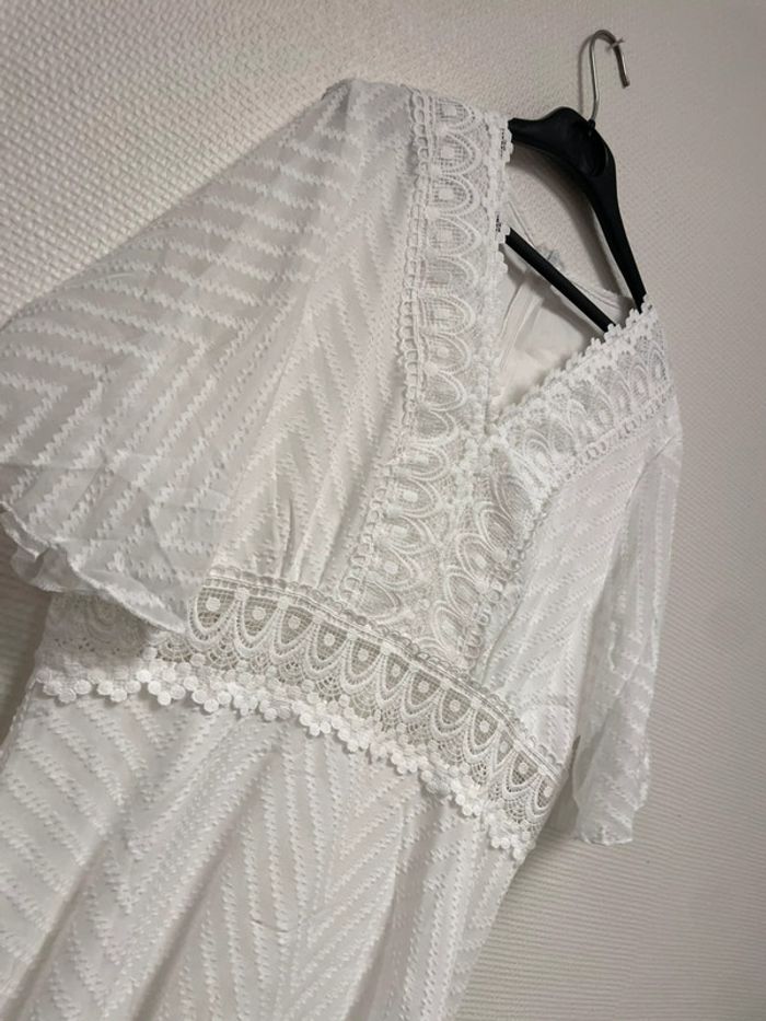 robe blanche dentelle col v taille XL - photo numéro 4