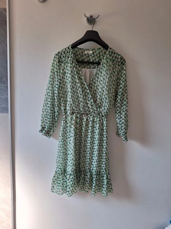 Robe femme fleurie verte et blanche t38