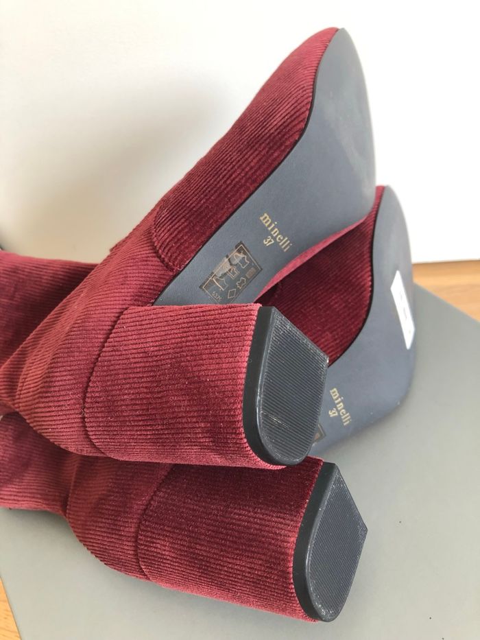 Bottines velours et cuir bordeaux Minelli - photo numéro 2