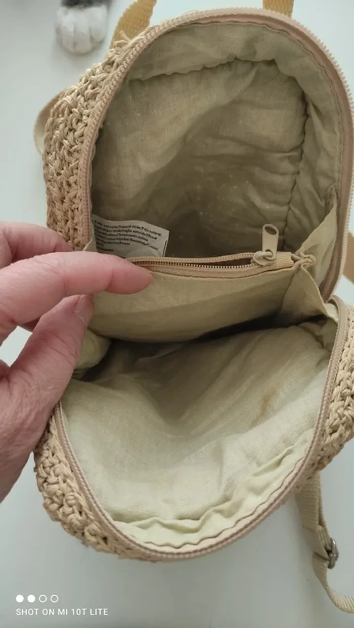 Petit sac à dos en paille vintage - photo numéro 5