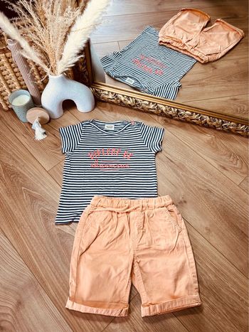 Taille 2 ans ensemble 2p été garçon TAO bleu orange * charmeur * 💙