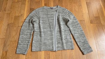 Gilet femme gris-vert et fils argenté Grain de Malice T : M