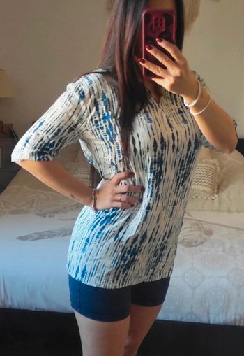 Blouse, robe courte, tunique By Coco made in Italy blanc et bleu M printemps été