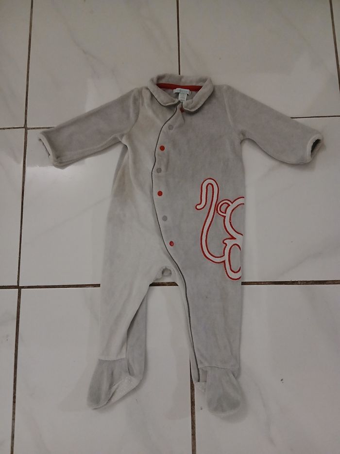 Pyjama 1 piece garcon en coton taille 12 mois marque obabi - photo numéro 3