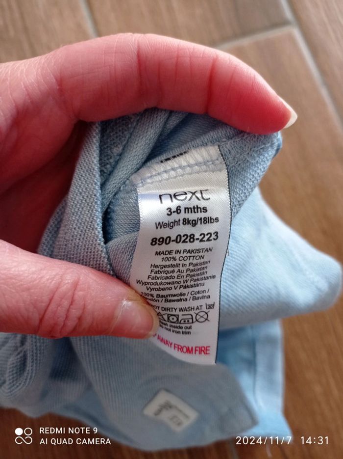 Ensemble 6 mois salopette beige lapin+ polo bleu ciel - photo numéro 8