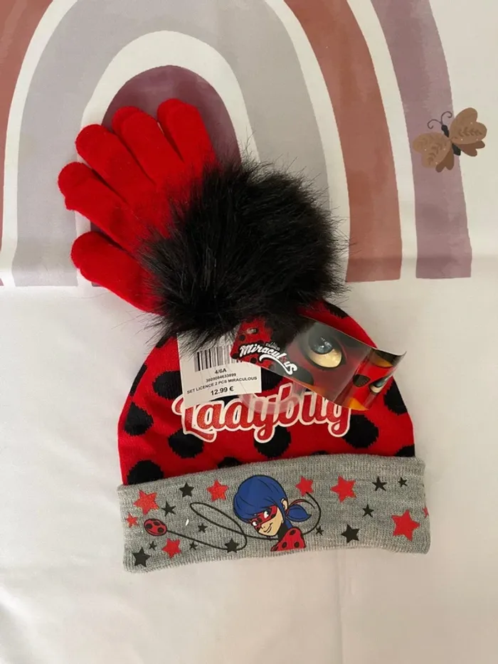 Ensemble bonnet + gants fille – Miraculous – Taille 4/6 ans 🐞 - photo numéro 3