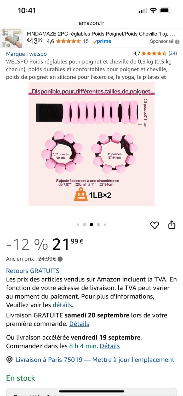 Poids réglables pour poignet - photo numéro 2
