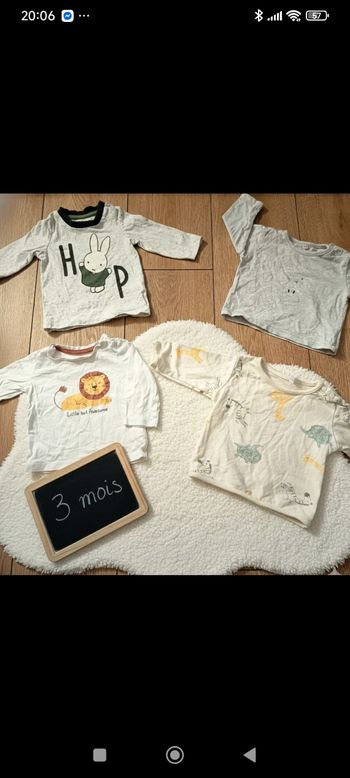 Lot T-shirts manches longues 3 mois