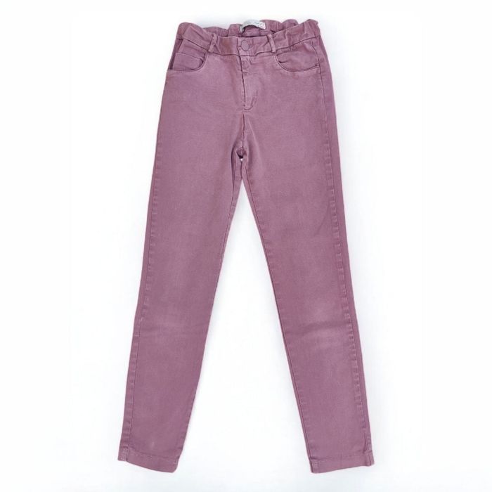 Lot fille 12 ans Zara & H&M – pantalon rose mauve + t-shirt tête de mort strass - photo numéro 2