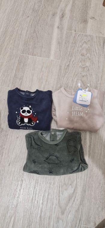 Lot de 3 Pyjamas Velours - Kiabi & Mes Petits Cailloux (3 mois)