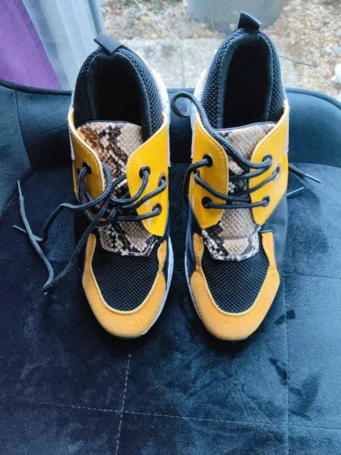Basket femme taille 37 noir jaune - photo numéro 16