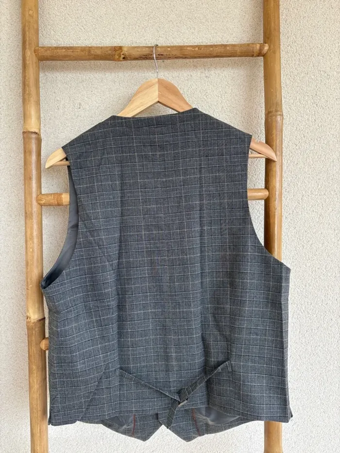 Gilet de costume gris foncé à carreaux taille 50/52 ODB - photo numéro 5