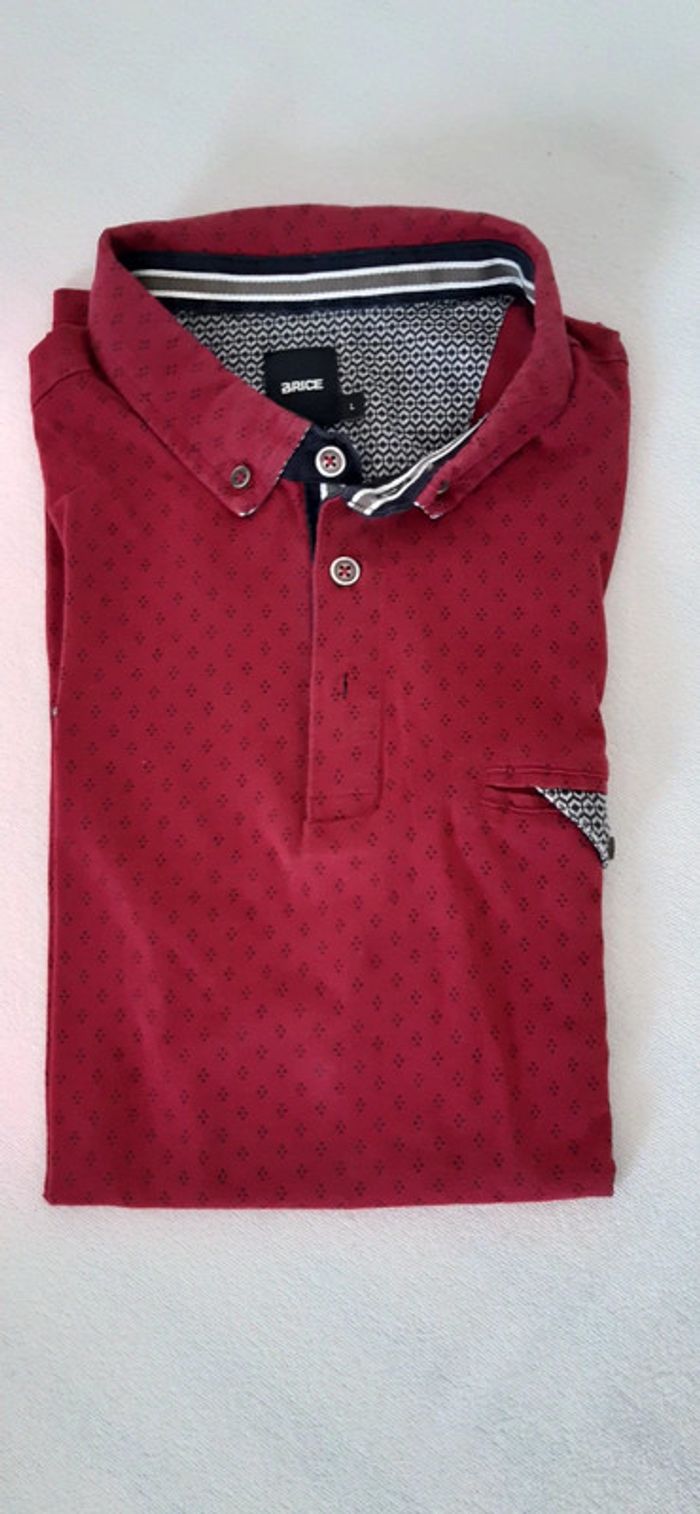 Polo rouge bordeaux manches courtes / Brice / taille L - photo numéro 2