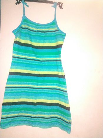 Robe bleu a rayure jaune noir vert