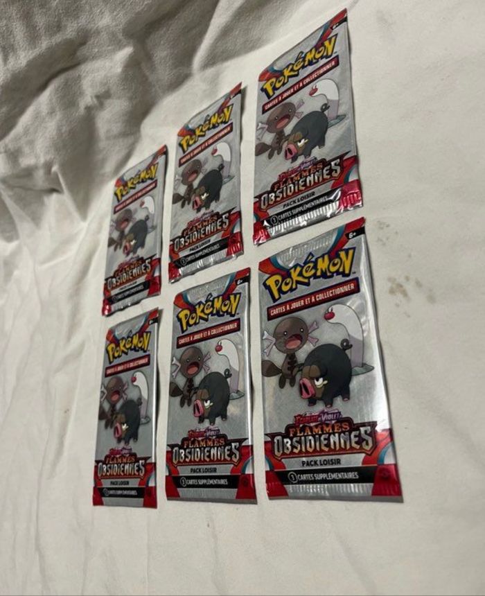 6 boosters Pokémon Flammes Obsidiennes neufs scellés - photo numéro 2