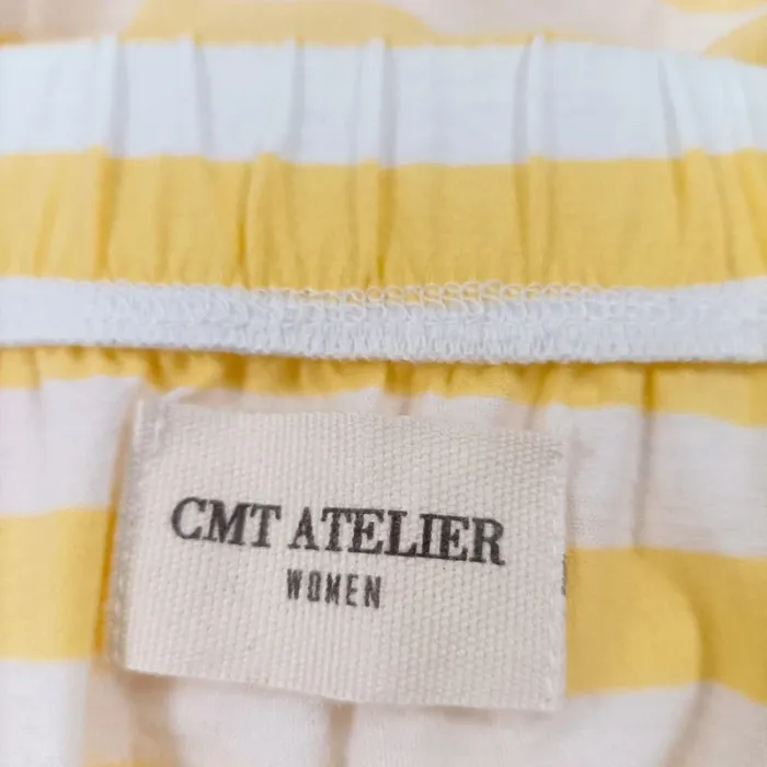 Robe longue rayée jaune et blanche bustier nœud CMT Atelier taille 38 A573 - photo numéro 9