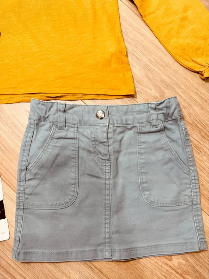 Taille 4 ans tenue 4 pièces fille TAO moutarde kaki * broderie * 🌸 - photo numéro 5